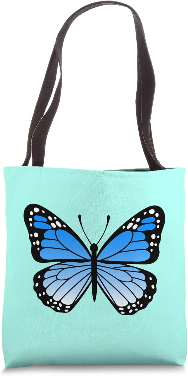 Beautiful Monarch Butterfly Flutter Blue Kawaii Aesthetic Tote Bag