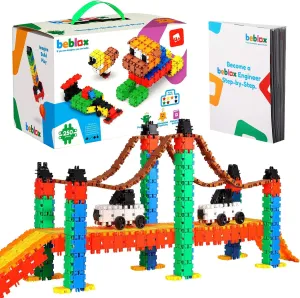 Beblox Building Blocks for Kids - 250-Piece Connecting Tiles Set - Interlocking Building Blocks for Kids, STEM Toys Kit, Fun & Educational Gifts for Boys & Girls, Preschool Learning Activities Ages 4 