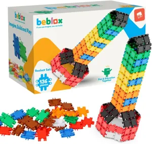 BEBLOX Building Blocks for Kids - Rocket Set - 136-Piece Connecting Tiles - Interlocking Building Blocks for Kids, STEM Toys, Fun & Educational for Boys & Girls, Preschool Learning Activities Ages 4 