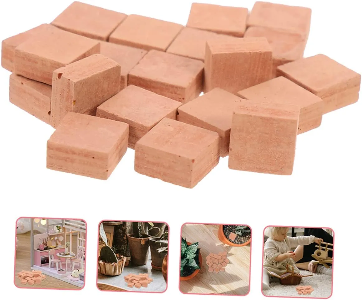 BESPORTBLE 5sets 40pcs Miniature Brick Model for Table Decorations Artificial Wall Tails for Crafting Square DIY House Building Models 40pcs*5