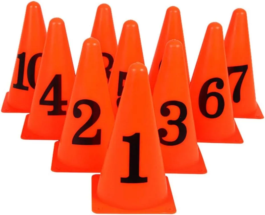 BESPORTBLE Numbered Cones 10PCS Plastic Training Traffic Cones Agility Field Marker Cones for Soccer Basketball Football Drills Training Outdoor Activity Or Events Pro Disc Cones