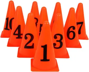 BESPORTBLE Numbered Cones 10PCS Plastic Training Traffic Cones Agility Field Marker Cones for Soccer Basketball Football Drills Training Outdoor Activity Or Events Pro Disc Cones