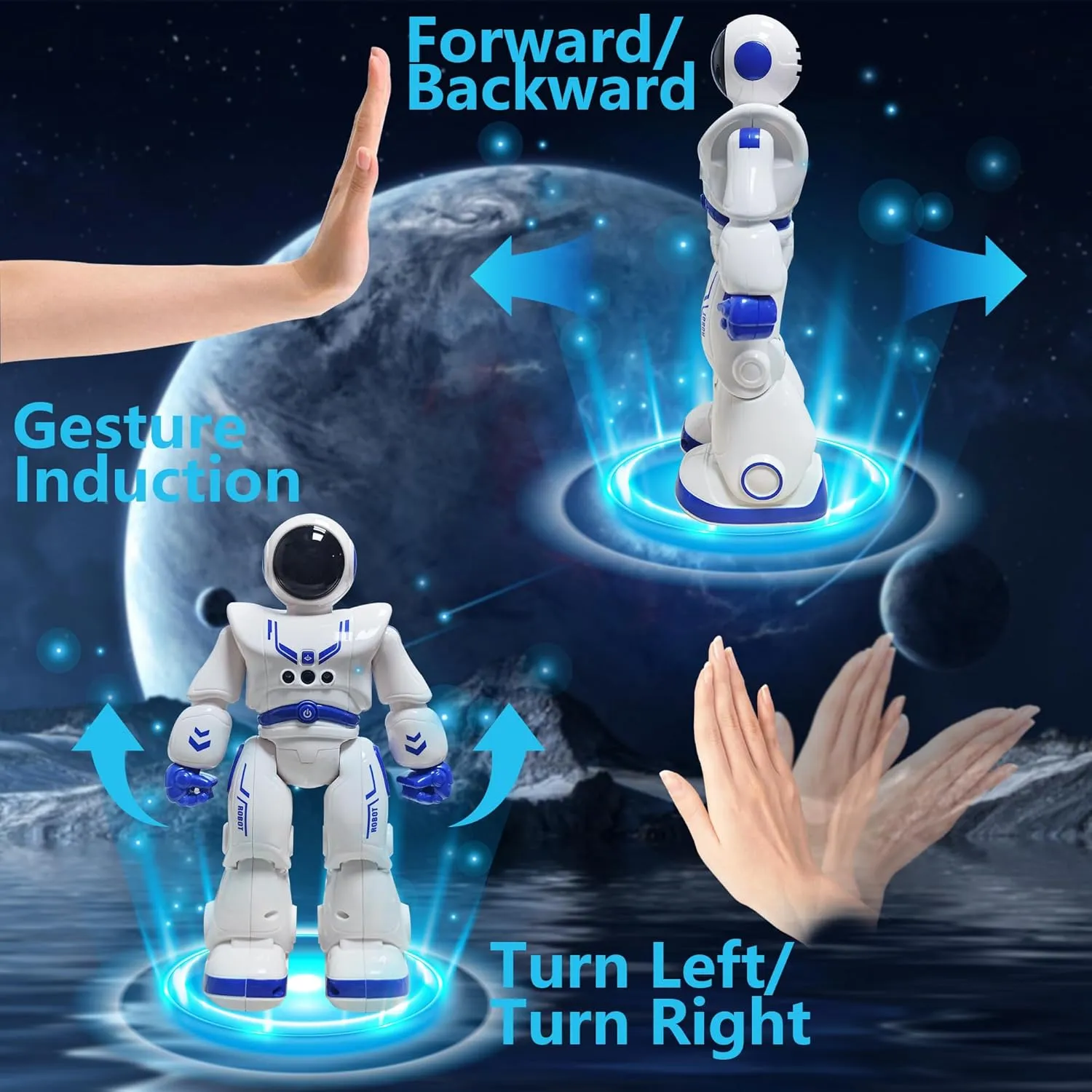 Best Gift for Kids,Intelligent Programmable RC Robot with Infrared Controller Toys,Dancing,Singing, Moonwalking and LED Eyes,Gesture Sensing Robot Kit for Childrens Entertainment (Blue)