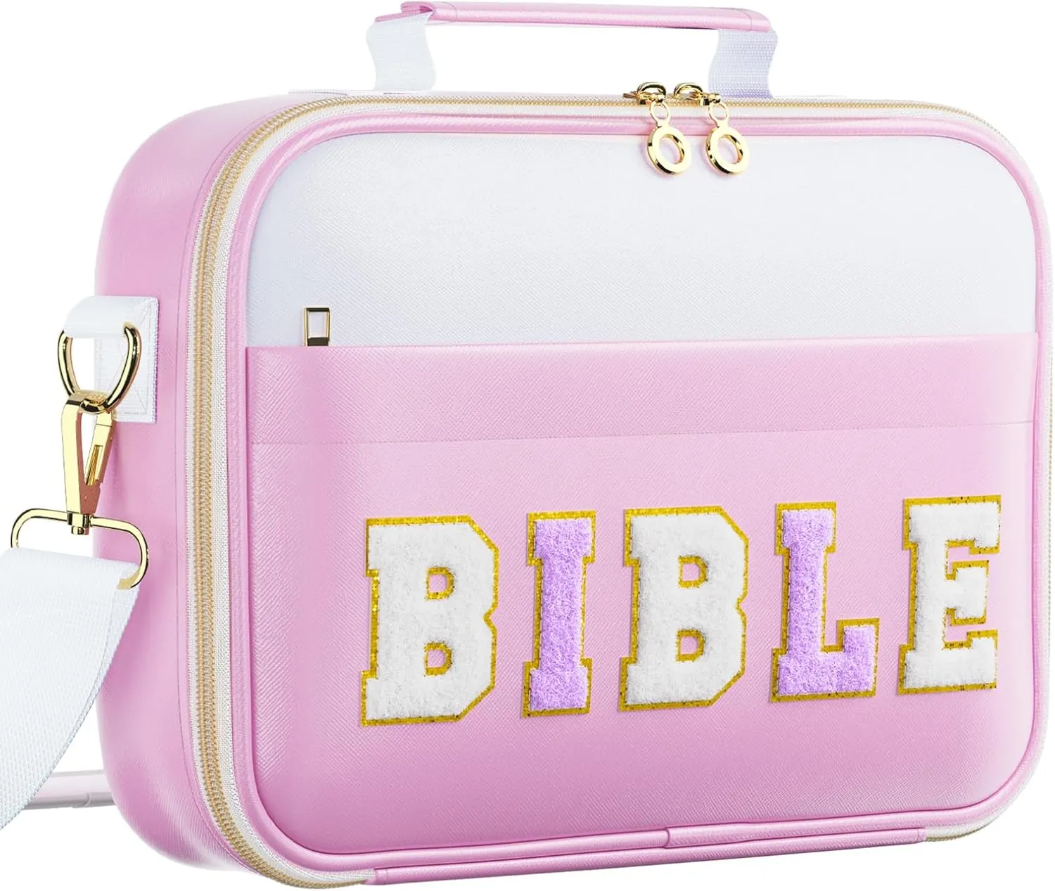 Bible Cover Case for Women,Large Leather Bible Book Covers with Bible Study Supplies, Bible Study Accessories Bible Journaling Kit,Purple Church Bag Christian Gifts for Women