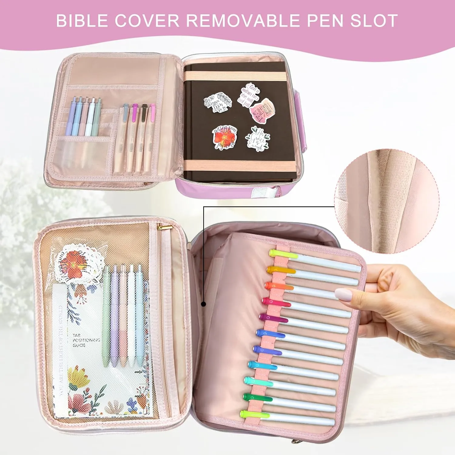 Bible Cover Case for Women,Large Leather Bible Book Covers with Bible Study Supplies, Bible Study Accessories Bible Journaling Kit,Purple Church Bag Christian Gifts for Women