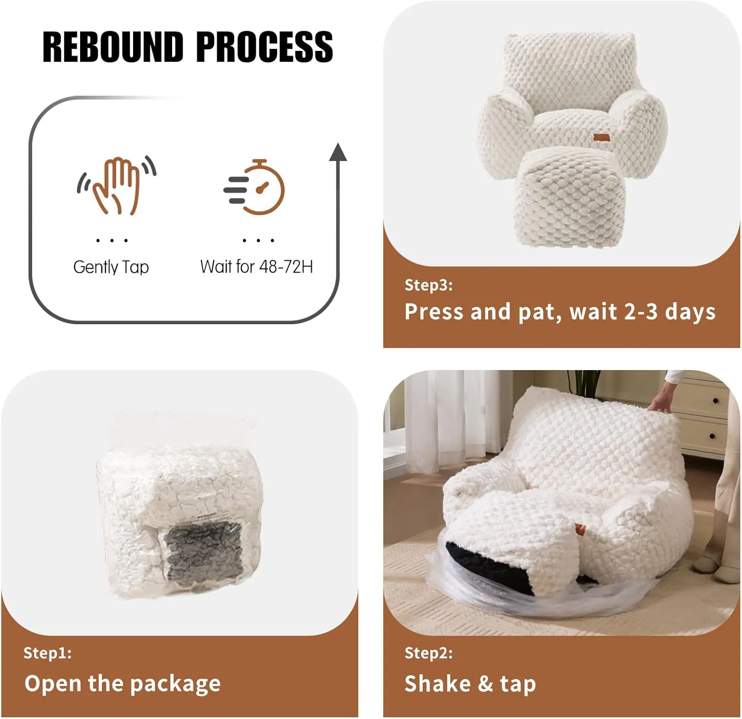Big Bean Bag Chairs for Adults Cozy Giant Bean Bag Sofa Chair, Gaming Bean Bag Chairs with Foot Rest, Lounge Comfy Chair Indoor for Bedroom, Living Room
