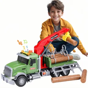 Big Tow Truck Toys with Crane for Boys Age 4-7, Logging Truck with Music and Lights for Kids Age 8-12, for Kids with a Passion for Farm Toys
