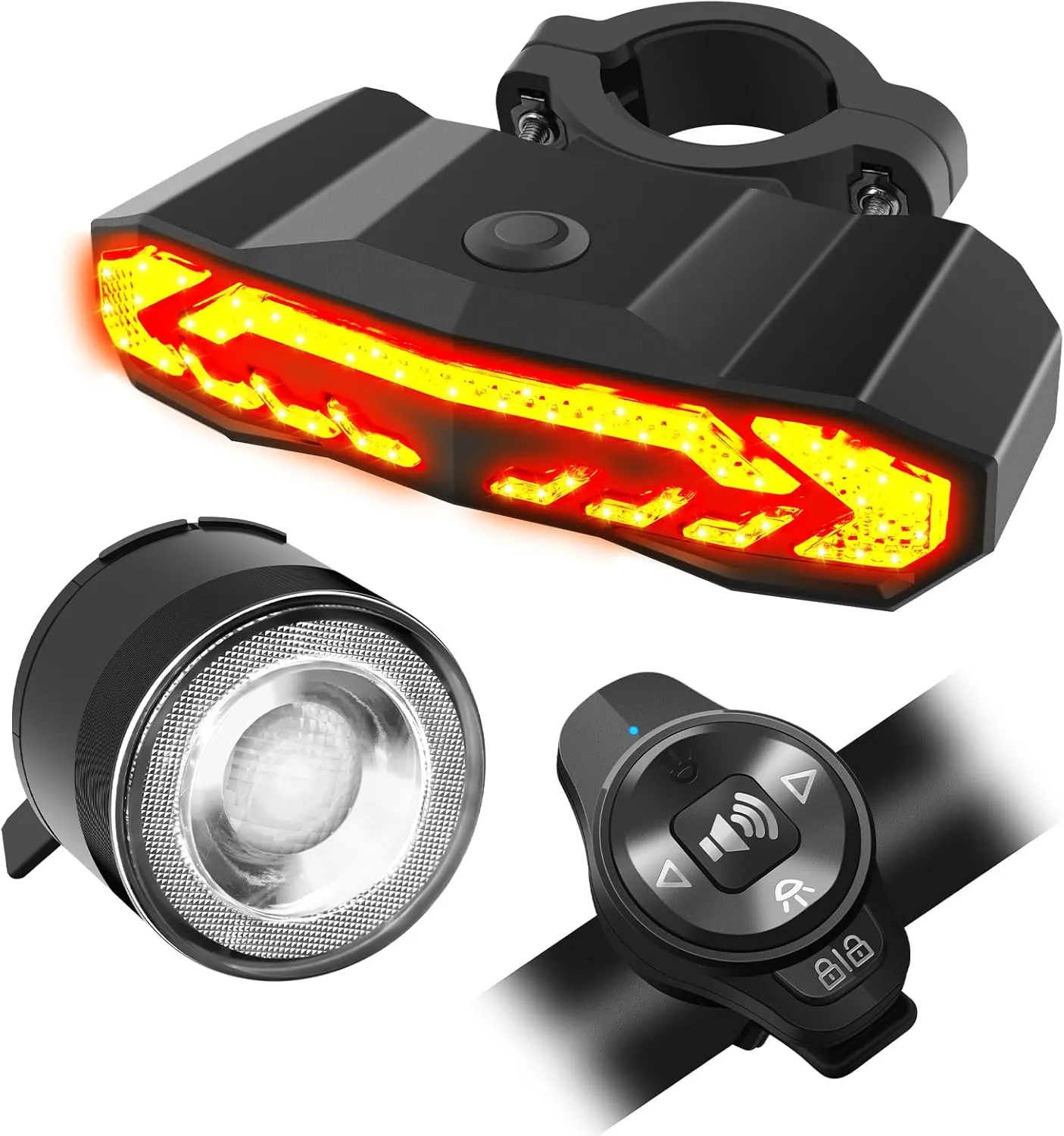 Bike Headlight and Taillight, NineLeaf Bike Lights Front and Back with Turn Signals, Front and Rear Bike Lights Set, USB Rechargeable IP66 Waterproof for All Bicycles, Road, Mountain, Night Riding