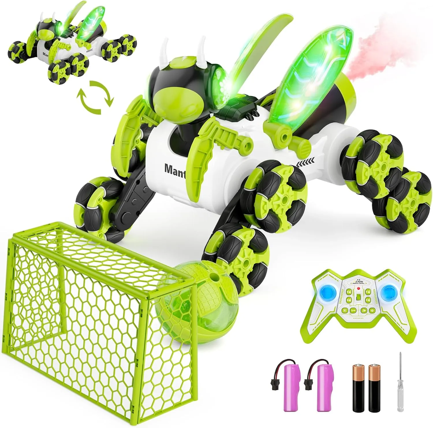 Bionic Mantis Remote Control Car, 8WD RC Cars Toys for Ages 8-13, 2.4ghz Toy Cars with Ball/Goal, 360° RC Drift Car on Outdoor Toys for Kids Ages 4-8, 4 5 6 7 8 10 Year Old Boy Birthday Gifts