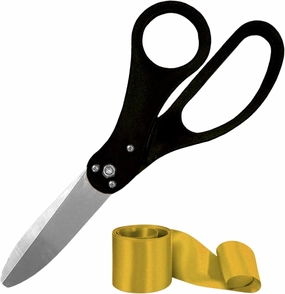 Black Ribbon Cutting Ceremony Kit — Giant Scissors Prop Black 20 inch Large Scissor for Ribbon Cutting Gold Ribbon Gold Grand Opening Ribbon and Scissors 20'' for Ceremonies & Special Events