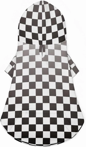 Black White Racing Checkered Flag Pet Clothes Fashion Pet Sweater Dog Shirt for Small Medium Dogs Puppy Pullover Hoodie XL