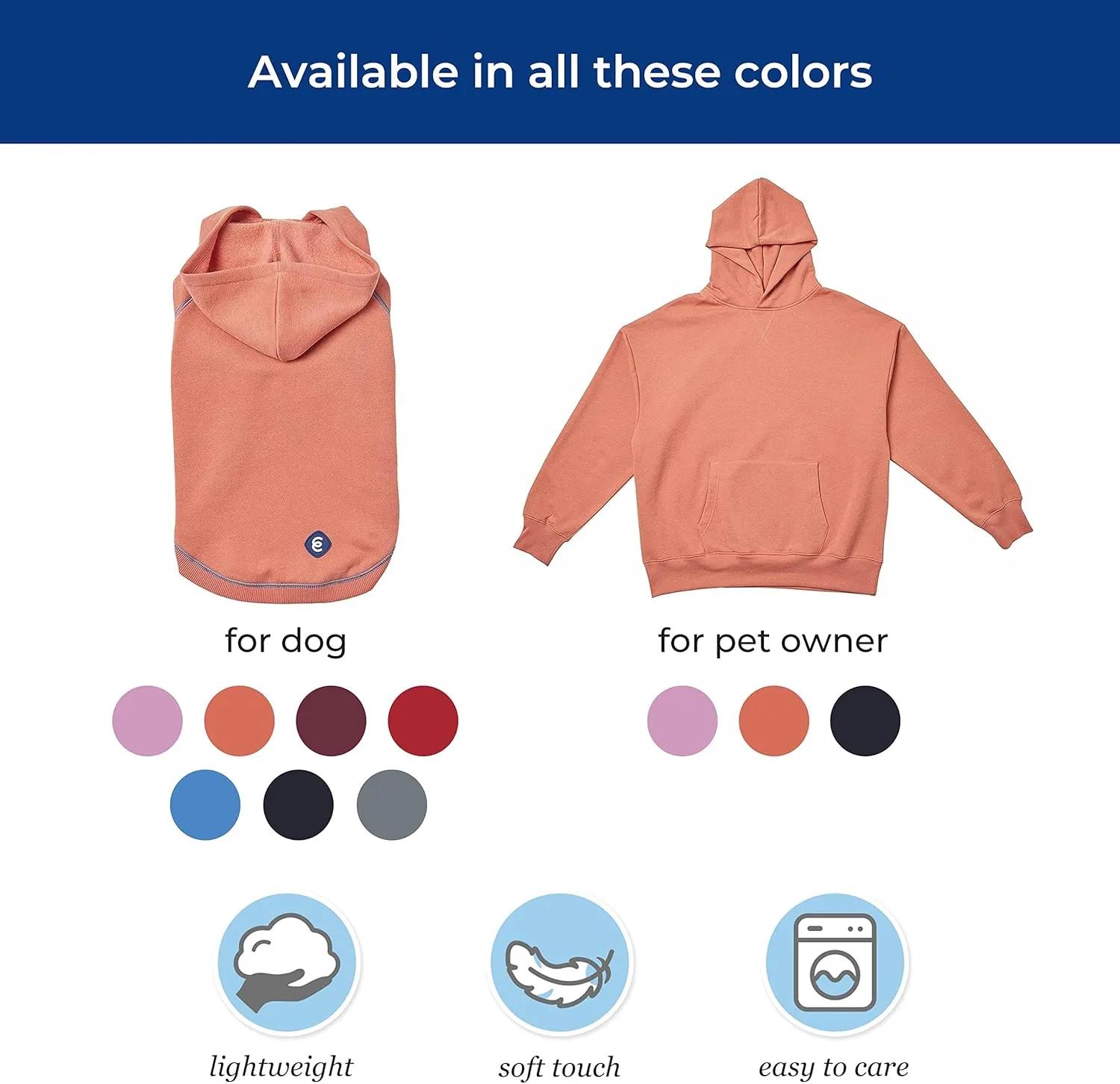 Blueberry Pet Hoodie 14", Sweatshirt With Cozy Soft French Terry, Midnight Blue, Award-Winning Clothes for Small Dogs, Jersey for Chilly Season