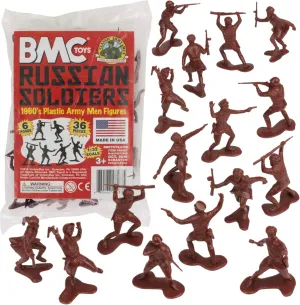 BMC Classic Marx Russian Plastic Army Men - 36pc WW2 Soldier Figures Made in USA