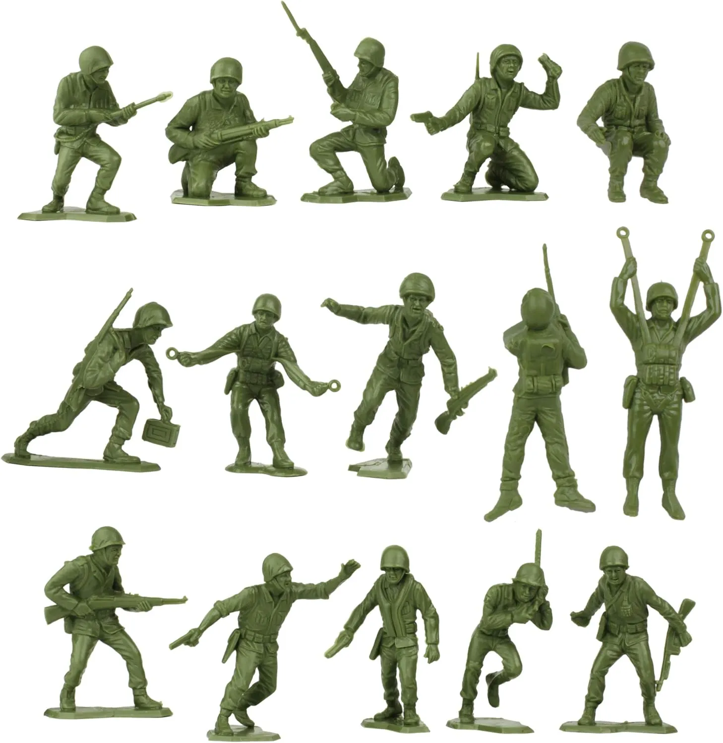 BMC Marx Plastic Army Men US Soldiers - Green vs Tan 38pc WW2 Figures - Made in USA