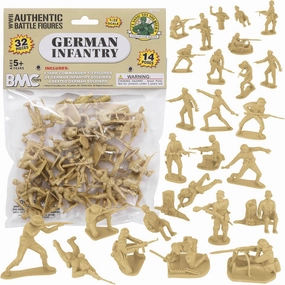 BMC CTS WW2 German Infantry Plastic Army Men - 32pc Tan Soldier Figures