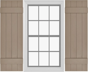 Board & Batten Vinyl Shutters (1 Pair) | 14.5"x35" (4-Board) - Coastal Sand Dune | Exterior Window Shutters | Includes Mounting Hardware | Simple Installation | Made in USA