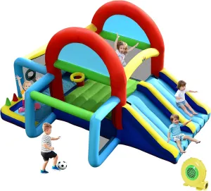 BOUNTECH Inflatable Bounce House, Bouncy House with Ball Pit for Kids Indoor Outdoor Party Family with Canopy, Obstacles, Toddler Bounce House with 480w Blower Included for Park, Birthday Party Gifts