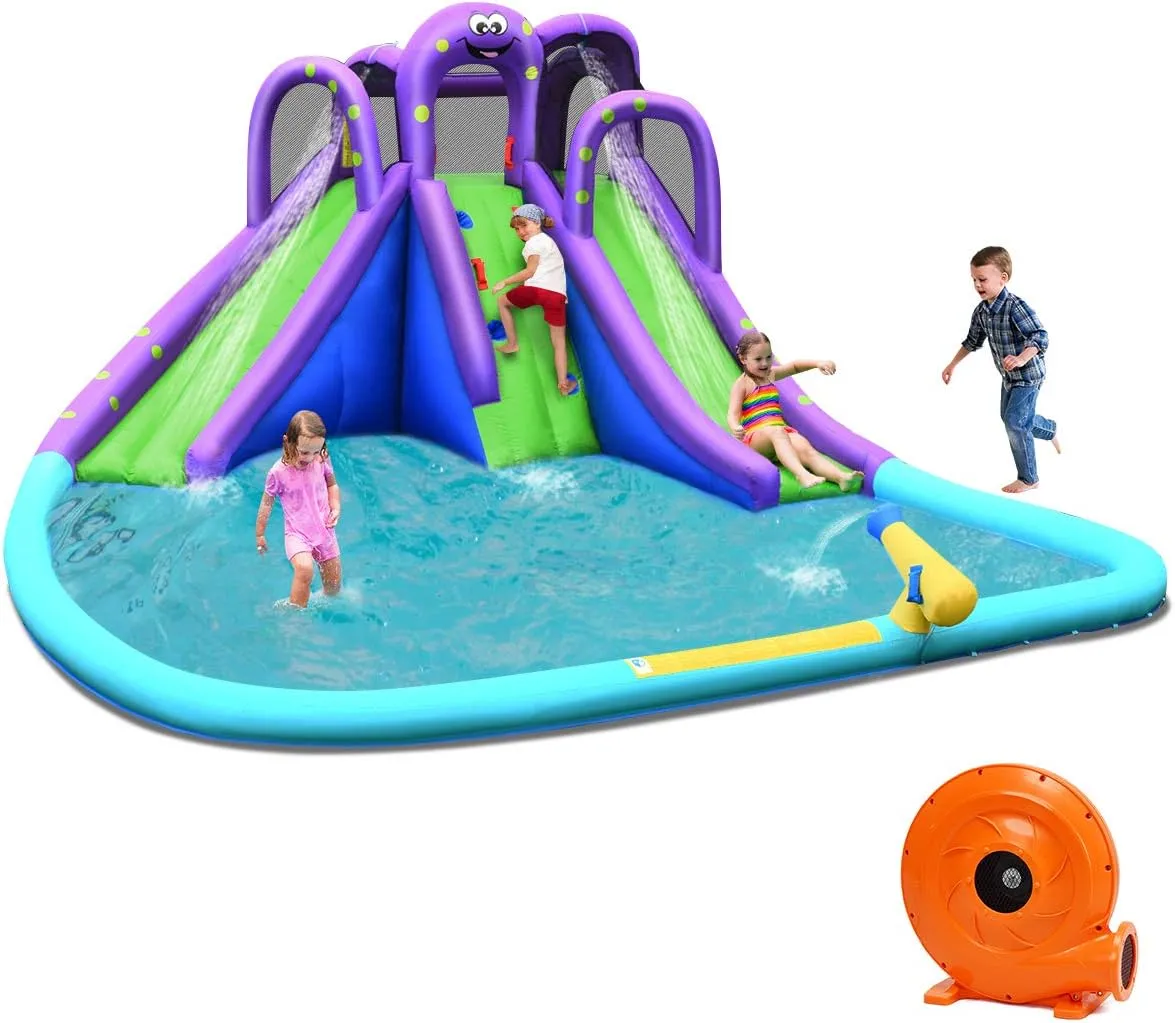 BOUNTECH Inflatable Water Slide, 18x16.5FT Mega Kids Waterslide Park Bounce House w/Dual Slides, Blower, Blow up Water Slides Inflatables for Big Kids Backyard Party Gifts