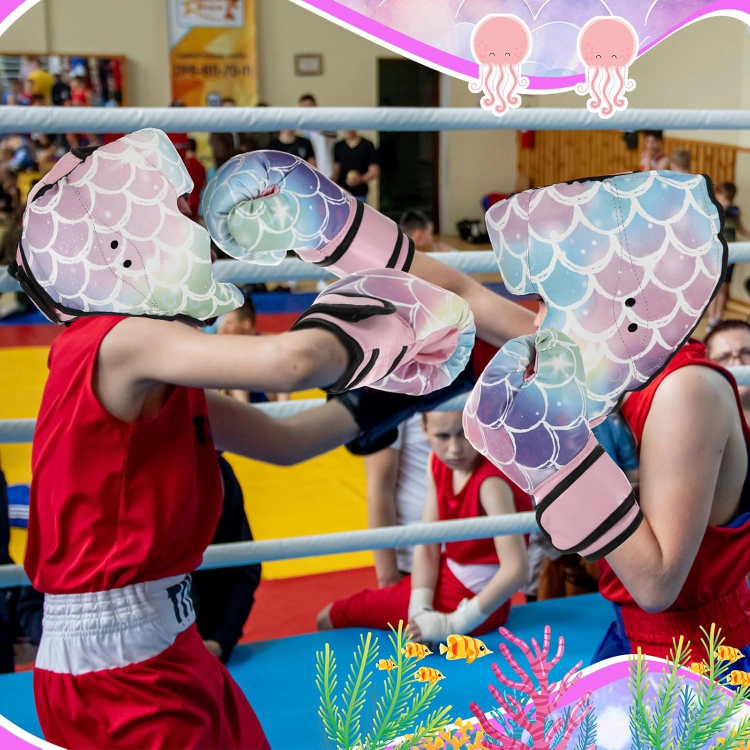 Boxing Headgear and Gloves Set for Kids 6oz Boxing Gloves and Wrestling Headgear Sparring Equipment for Boxing Kickboxing Muay Thai BJJ Karate Training