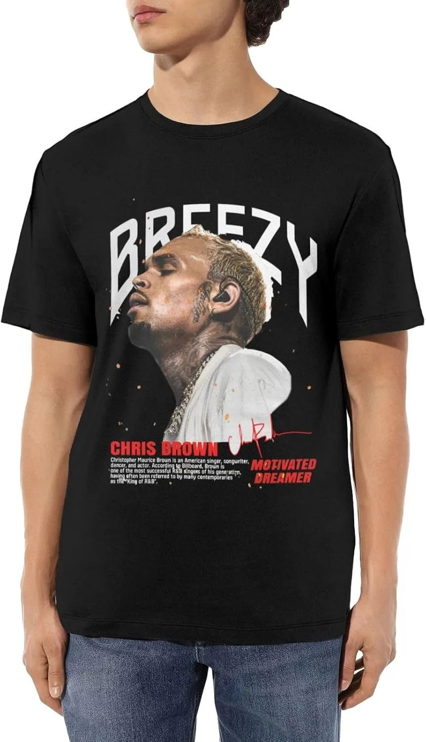 Breezy Xx 2025 Music Tour T-Shirts Noveltyfine Cotton Tops Black