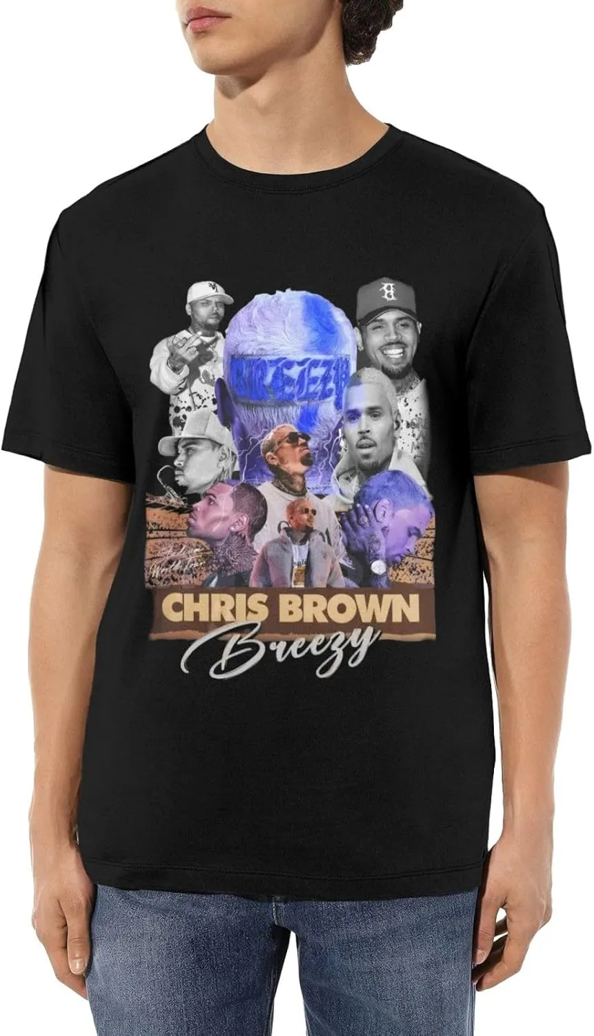Breezy Xx 2025 Music Tour T-Shirts Unisexr Funnytrendy Cotton Tops Black
