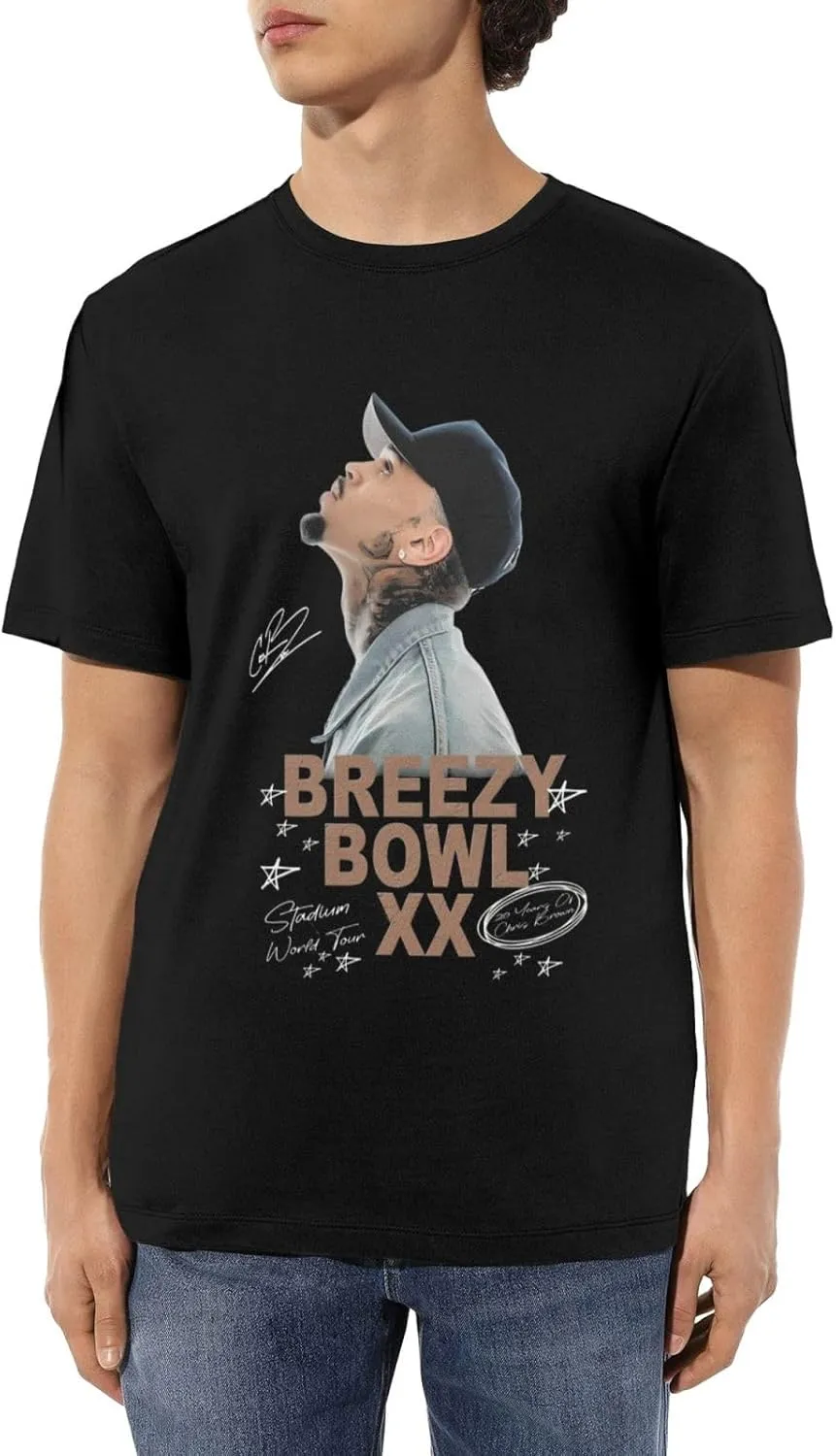 Breezy Xx 2025 Music Tour T-Shirts Unisexr Funnytrendy Cotton Tops Black