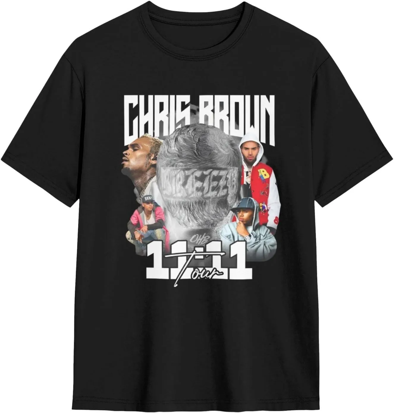 Breezy Xx 2025 Music Tour T-Shirts Unisexr Interestingtrendy Cotton Top Black