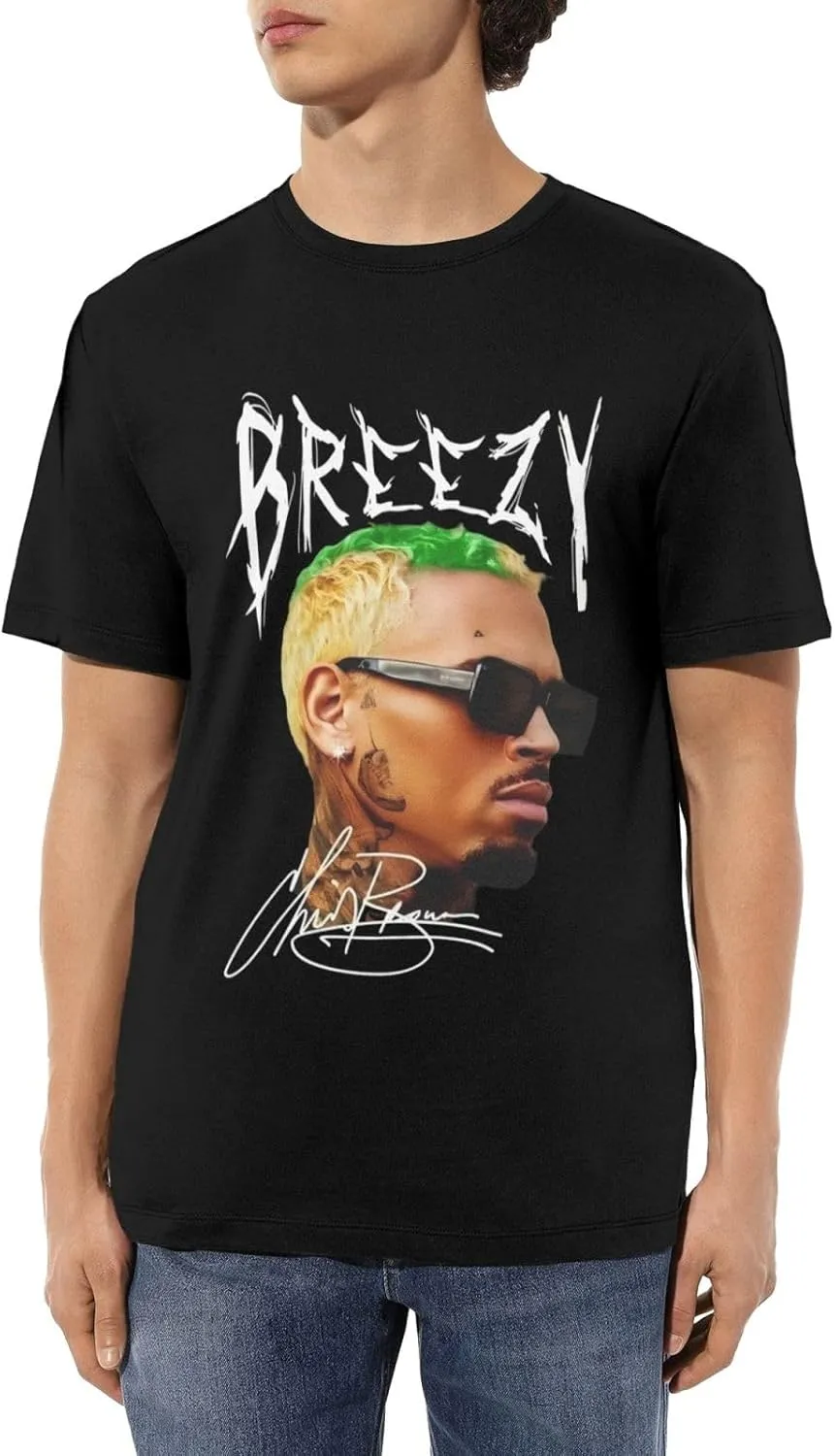 Breezy Xx 2025 Music Tour T-Shirts Unisexr Interestingtrendy Cotton Top Black