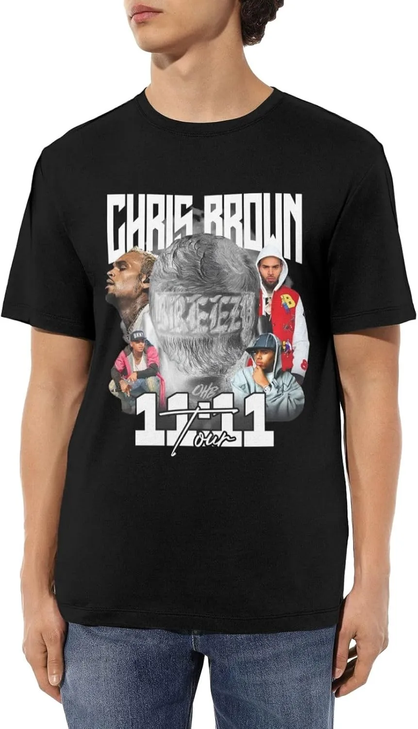 Breezy Xx 2025 Music Tour T-Shirts Unisexr Interestingtrendy Cotton Top Black