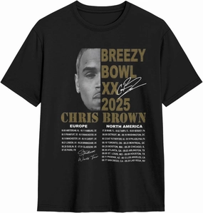 Breezy Xx 2025 Music Tour T-Shirts Noveltyfine Cotton Tops Black