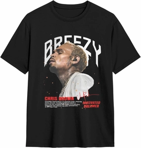 Breezy Xx 2025 Music Tour T-Shirts Noveltyfine Cotton Tops Black