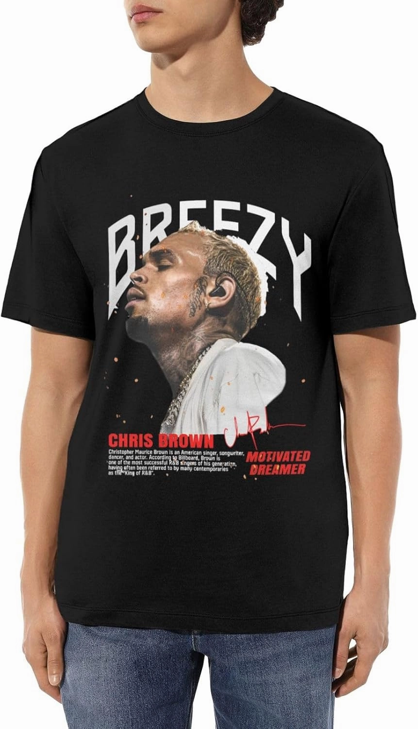 Breezy Xx 2025 Music Tour T-Shirts Noveltyfine Cotton Tops Black