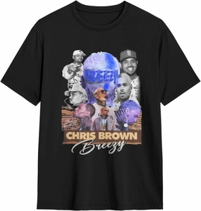Breezy Xx 2025 Music Tour T-Shirts Unisexr Funnytrendy Cotton Tops Black