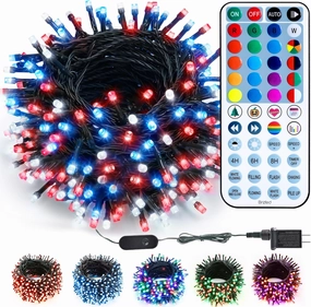 Brizled RGB Christmas Lights, 164ft 500 LED Color Changing String Lights, Dimmable Christmas Tree Light, Indoor Multifunctional Fairy Light with Remote for Outdoor Independence Day Xmas Party Decor
