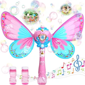 Bubble Machine for Kids | Butterfly Bubbles Wand Blower for Toddlers 1000  Bubbles per Minute | Outdoor Indoor Bubbles Blowing Toys Birthday Gift for Girls Bubble Solution Included