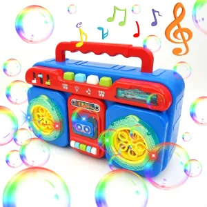 Bubble Machine, Portable Automatic Bubble Machine for Kids, 5000  Bubbles/Min，Bubble Toys with Music & Light, Indoor/Outdoor Games Birthday Party, Best Gift for 3 4 5 6 7 8 Year Old boy-Blue