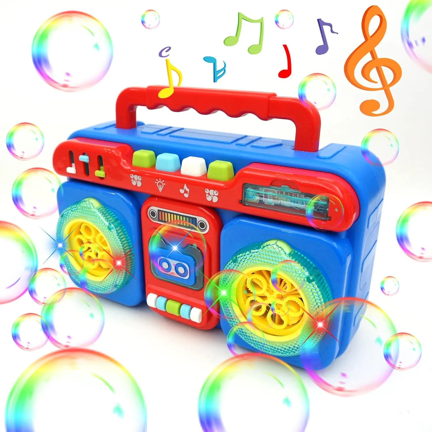 Bubble Machine, Portable Automatic Bubble Machine for Kids, 5000  Bubbles/Min，Bubble Toys with Music & Light, Indoor/Outdoor Games Birthday Party, Best Gift for 3 4 5 6 7 8 Year Old boy-Blue