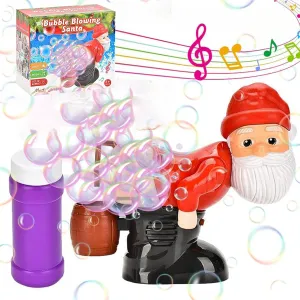 Bubble Santa Bubble Machine with Music & Flashing Lights,Bubble Blowing Santa, Automatic Bubble Machine Santa, Bubble Blower for Outdoor & Indoor (red)