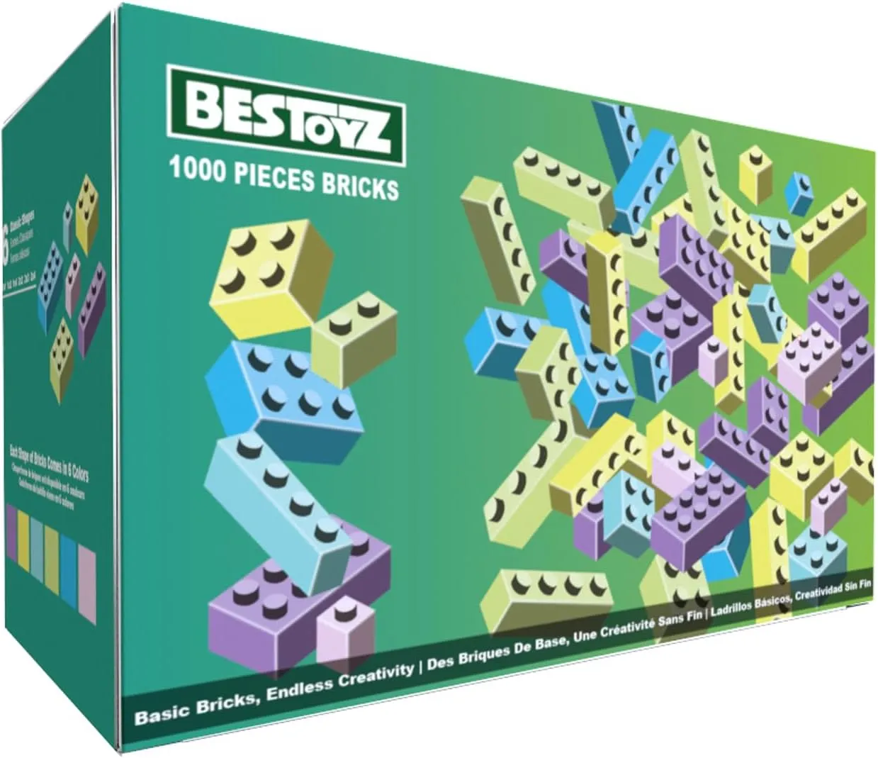 Building Bricks 1000 Pieces in Pastel Colors, Classic Building Blocks Toys for Boys & Girls, Bulk Basic Brick Tiles Building Toys for Kids Aged 4 
