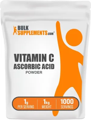 BulkSupplements.com Ascorbic Acid Powder - Vitamin C Supplement, for Immune Support - Ascorbic Acid Food Grade, Gluten Free, 1g per Serving, 1kg (2.2 lbs) (Pack of 1)