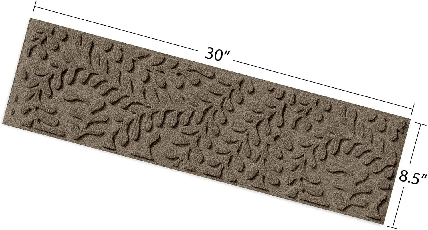 Bungalow Flooring Waterhog Stair Treads, Set of 4, 8-1/2 x 30 inches, Made in USA, Durable and Decorative Floor Covering, Indoor/Outdoor, Water-Trapping, Boxwood Collection, Khaki/Camel