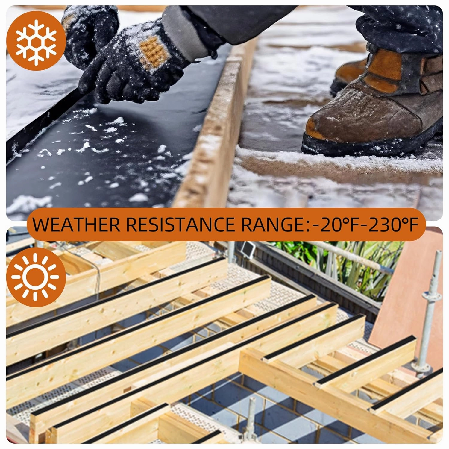 Butyl Deck Tape 2" x 50' with 2 Rolls, Joist Tape 2 inch for Decking, Waterproof and Anti-Corrosion Flashing Tape for Deck, Joist, Roofs, Beams, RV, Doors, and Fences
