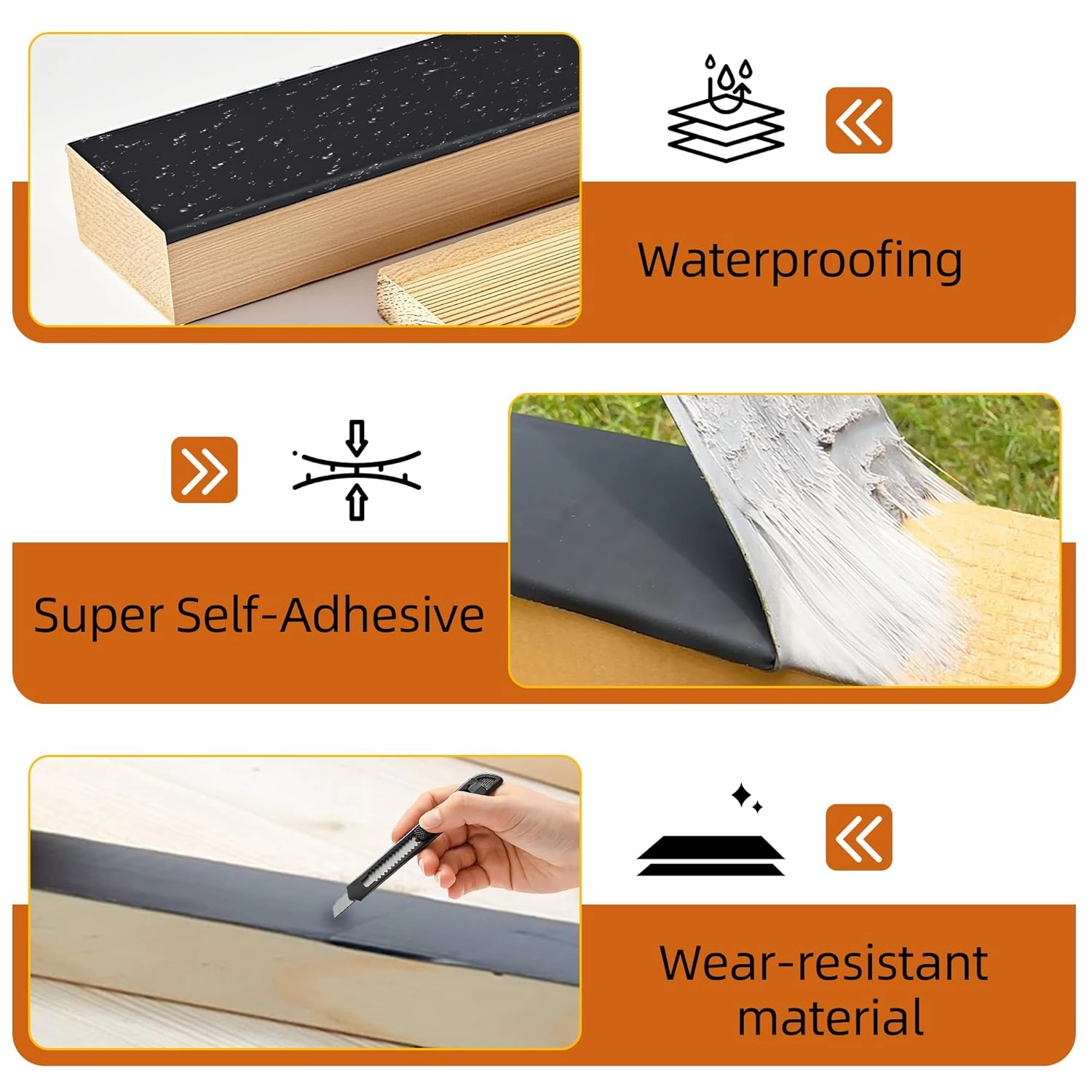 Butyl Deck Tape 2" x 50' with 2 Rolls, Joist Tape 2 inch for Decking, Waterproof and Anti-Corrosion Flashing Tape for Deck, Joist, Roofs, Beams, RV, Doors, and Fences