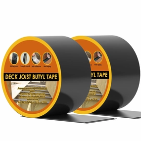 Butyl Deck Tape 2" x 50' with 2 Rolls, Joist Tape 2 inch for Decking, Waterproof and Anti-Corrosion Flashing Tape for Deck, Joist, Roofs, Beams, RV, Doors, and Fences