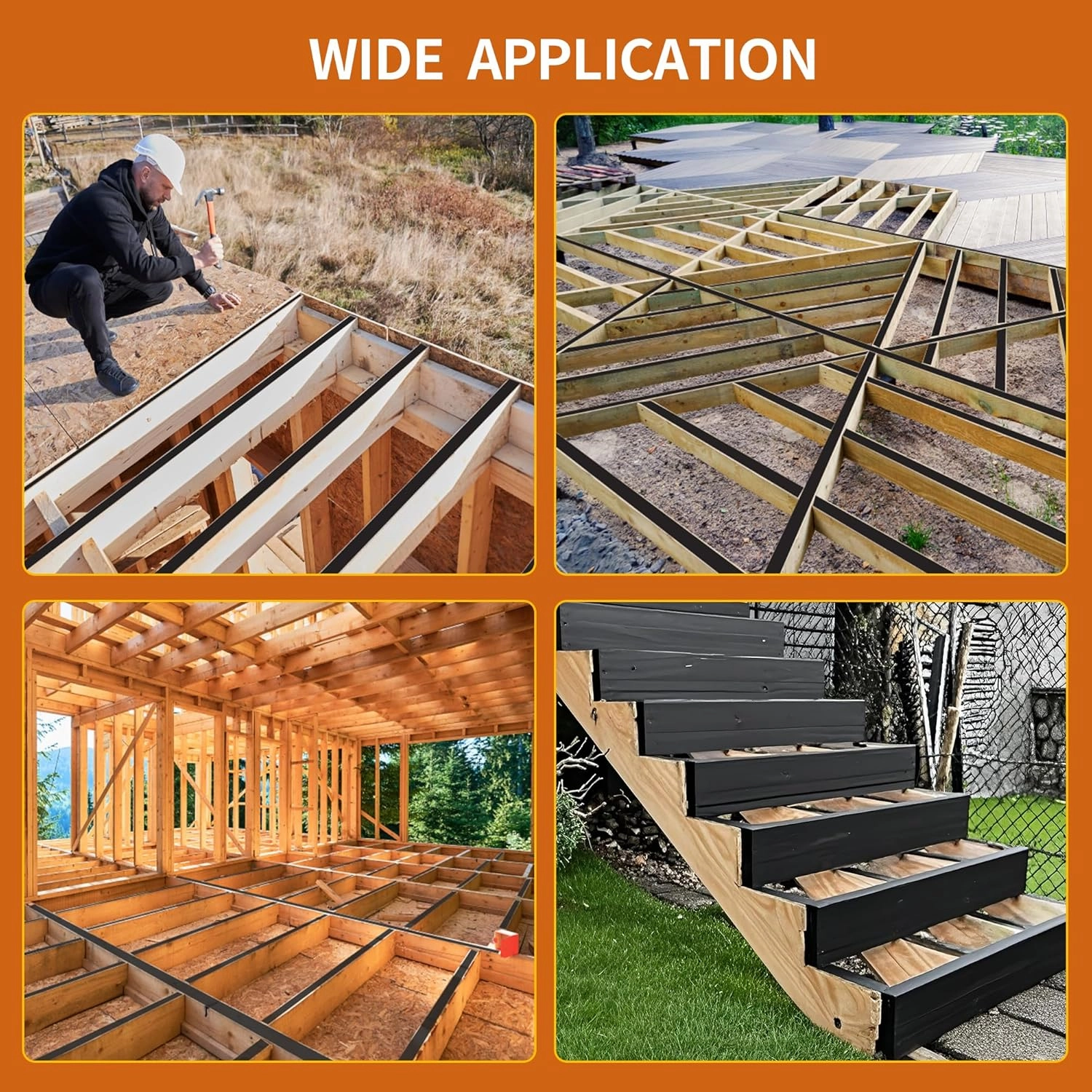 Butyl Deck Tape 2" x 50' with 2 Rolls, Joist Tape 2 inch for Decking, Waterproof and Anti-Corrosion Flashing Tape for Deck, Joist, Roofs, Beams, RV, Doors, and Fences