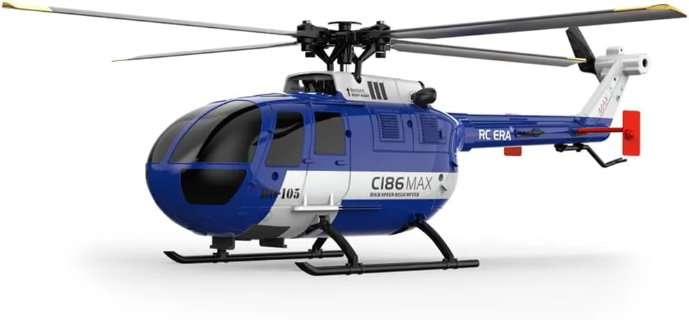 C186MAX Gunship Flybarless RC Helicopter for Adults, 2.4G 4CH Remote Control Helicopter with Gyro Stabilization & Optical Flow