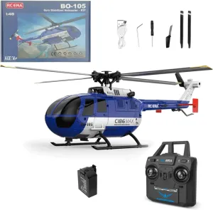 C186MAX RC Helicopter 6-axis Gyroscope for Adults & Beginner, 2.4G RC 4CH Single Propeller Aileron Free Remote Control Aircraft with Optical Flow Positioning - RTF /1 Battery