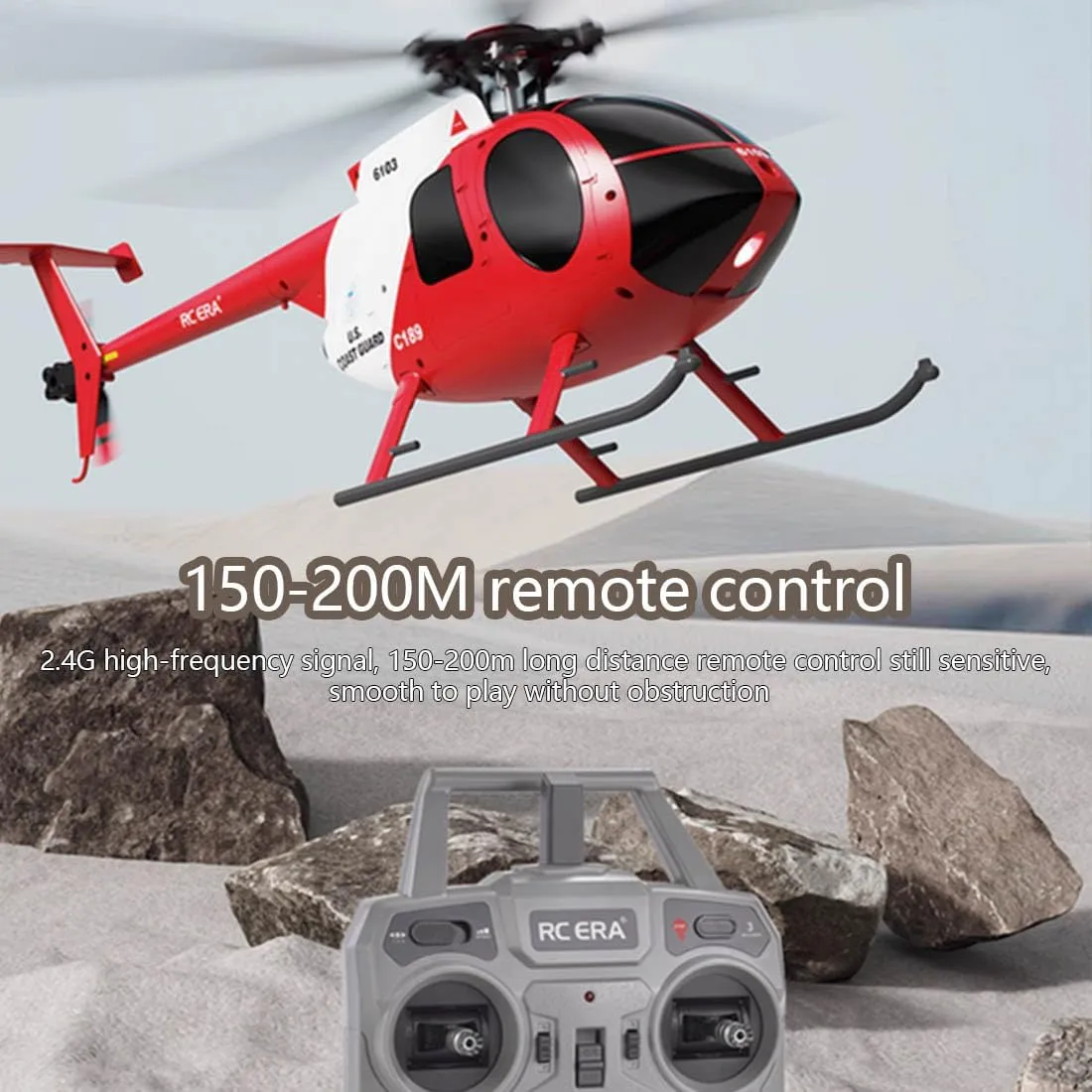 C189 1/28 MD500 RC Helicopter, 2.4GHz 4CH Flybarless Scale Model with Single Blade, One-Key Takeoff/Landing, Single-Rotor, RTF Gift for Adults (Black/1 Battery)