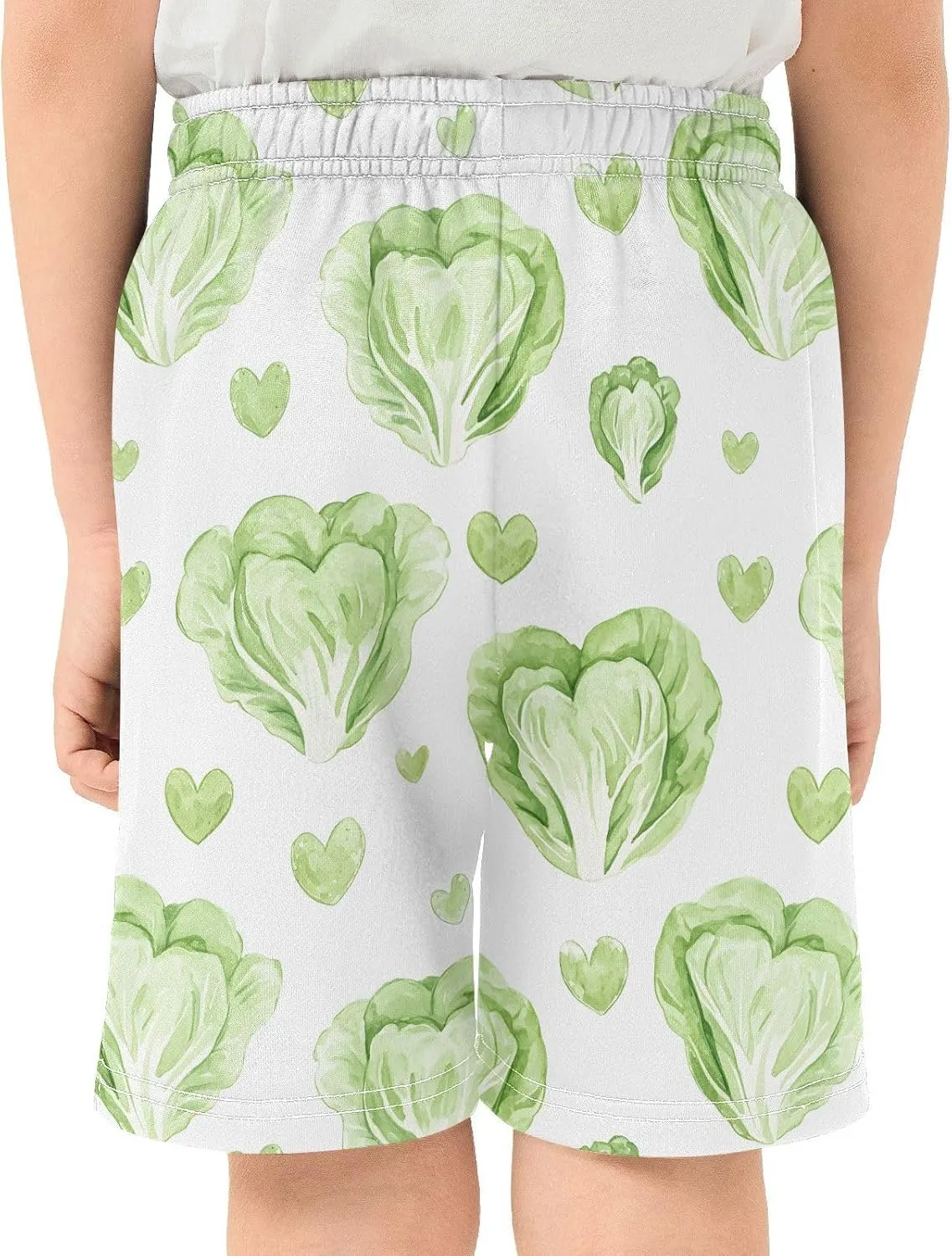 Cabbage Love Print Boys Active Basketball Shorts Lightweight Summer Sports Shorts with Pockets for Kids