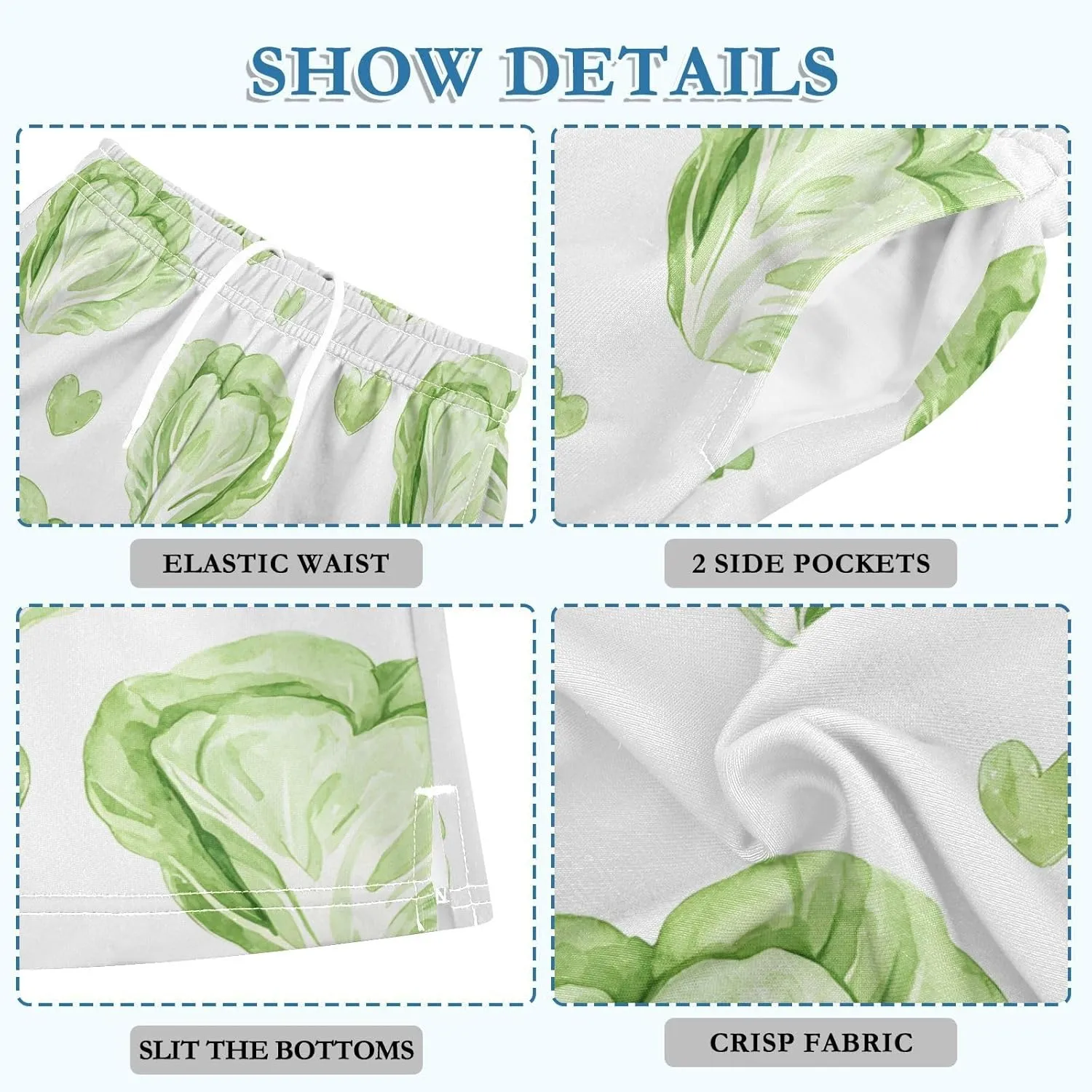 Cabbage Love Print Boys Active Basketball Shorts Lightweight Summer Sports Shorts with Pockets for Kids